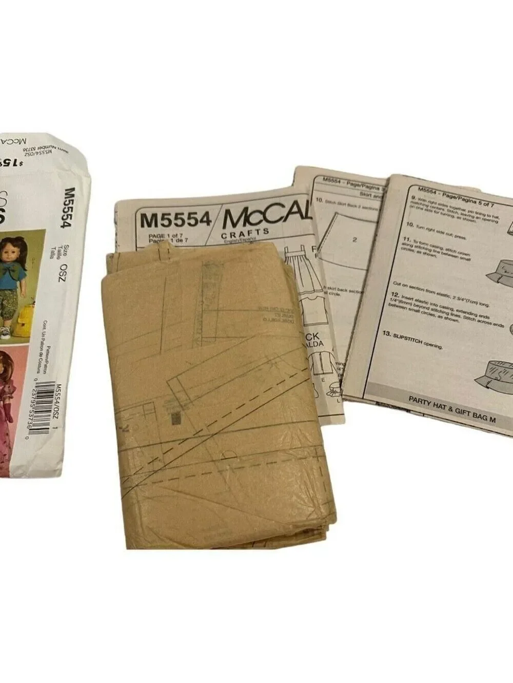 McCalls Crafts Sewing Pattern M5554 Doll Clothes Outfits OSZ